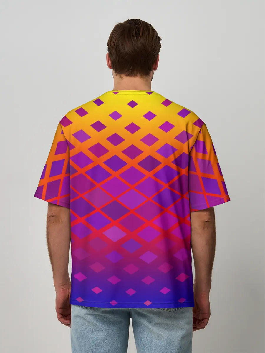 Мужская футболка оверсайз / Красочная Геометрия