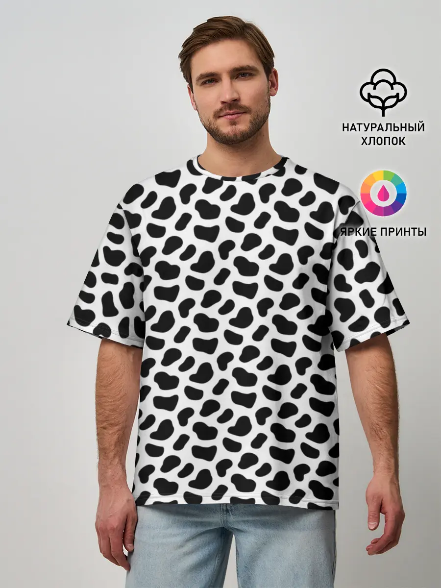 Мужская футболка оверсайз / Текстура далматина