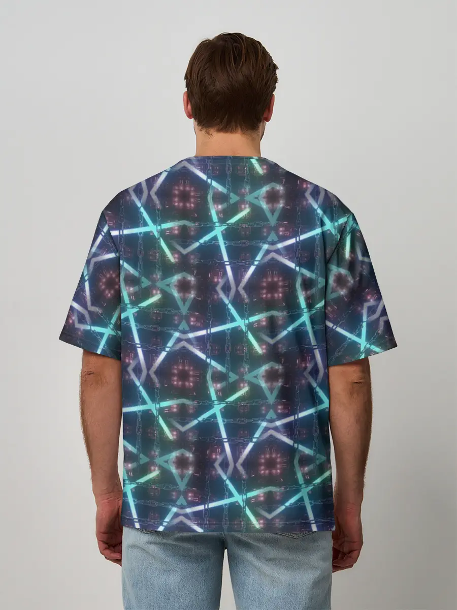 Мужская футболка оверсайз / неоновый панк