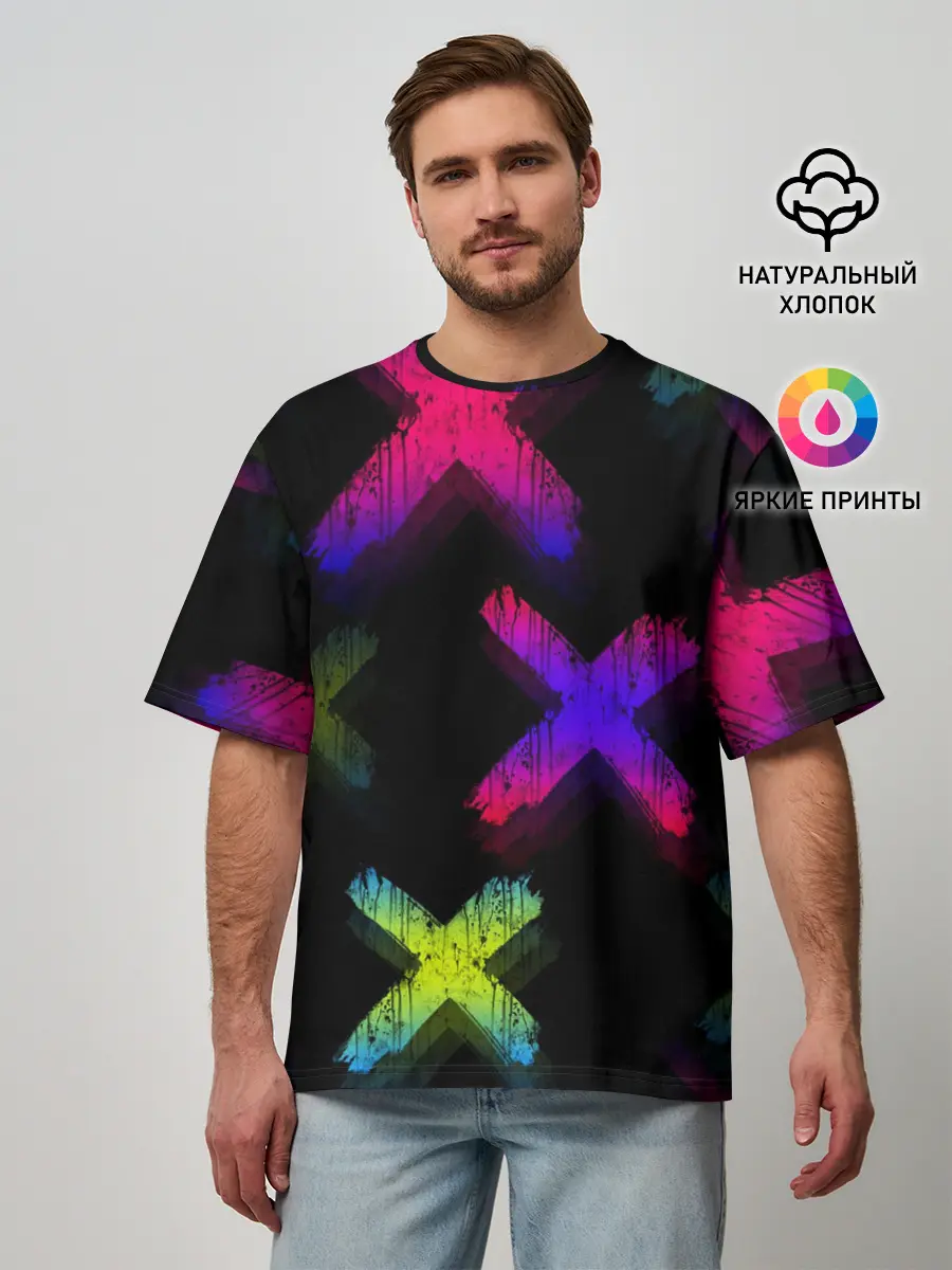 Мужская футболка оверсайз / Крестики