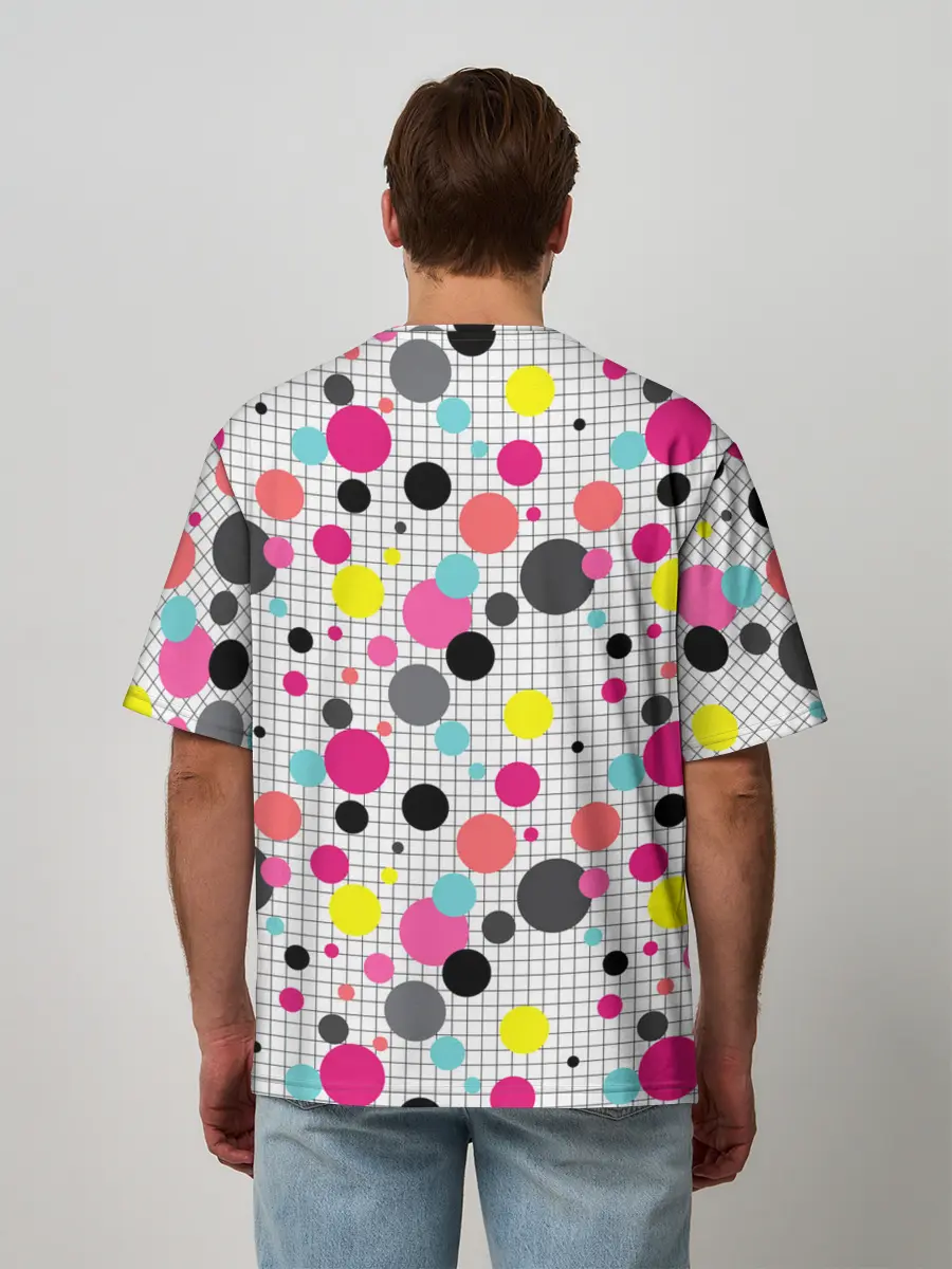 Мужская футболка оверсайз / Горох разноцветный.