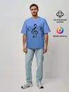 Мужская футболка оверсайз / Скрипичный ключ и крылья ноты
