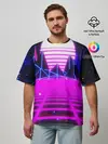 Мужская футболка оверсайз / Ретро Стиль неон