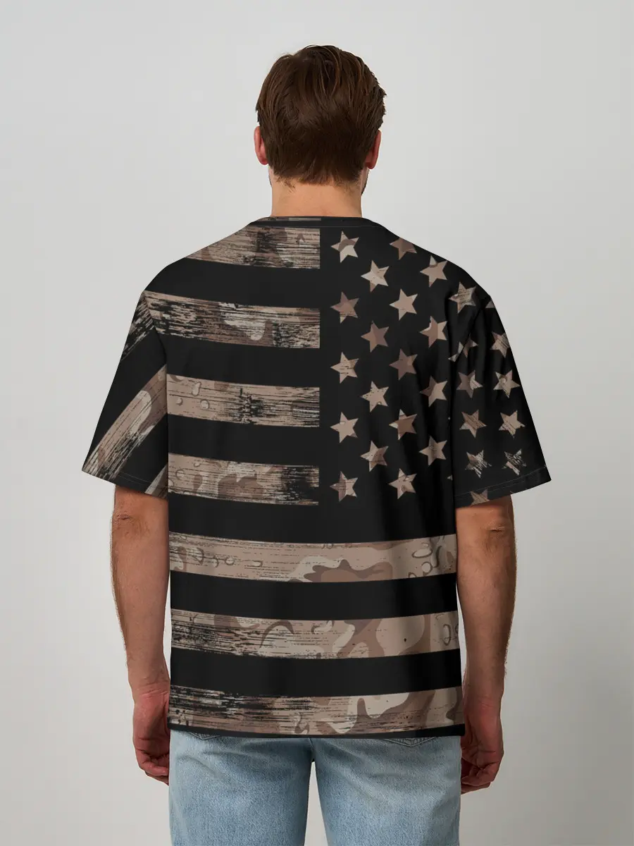 Мужская футболка оверсайз / American Flag Camo
