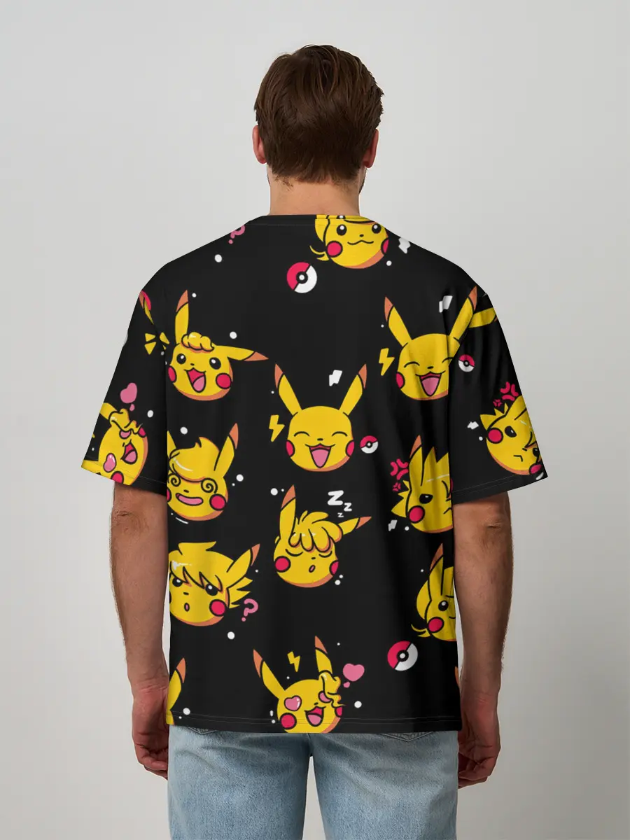 Мужская футболка оверсайз / Пикачу Эмоции