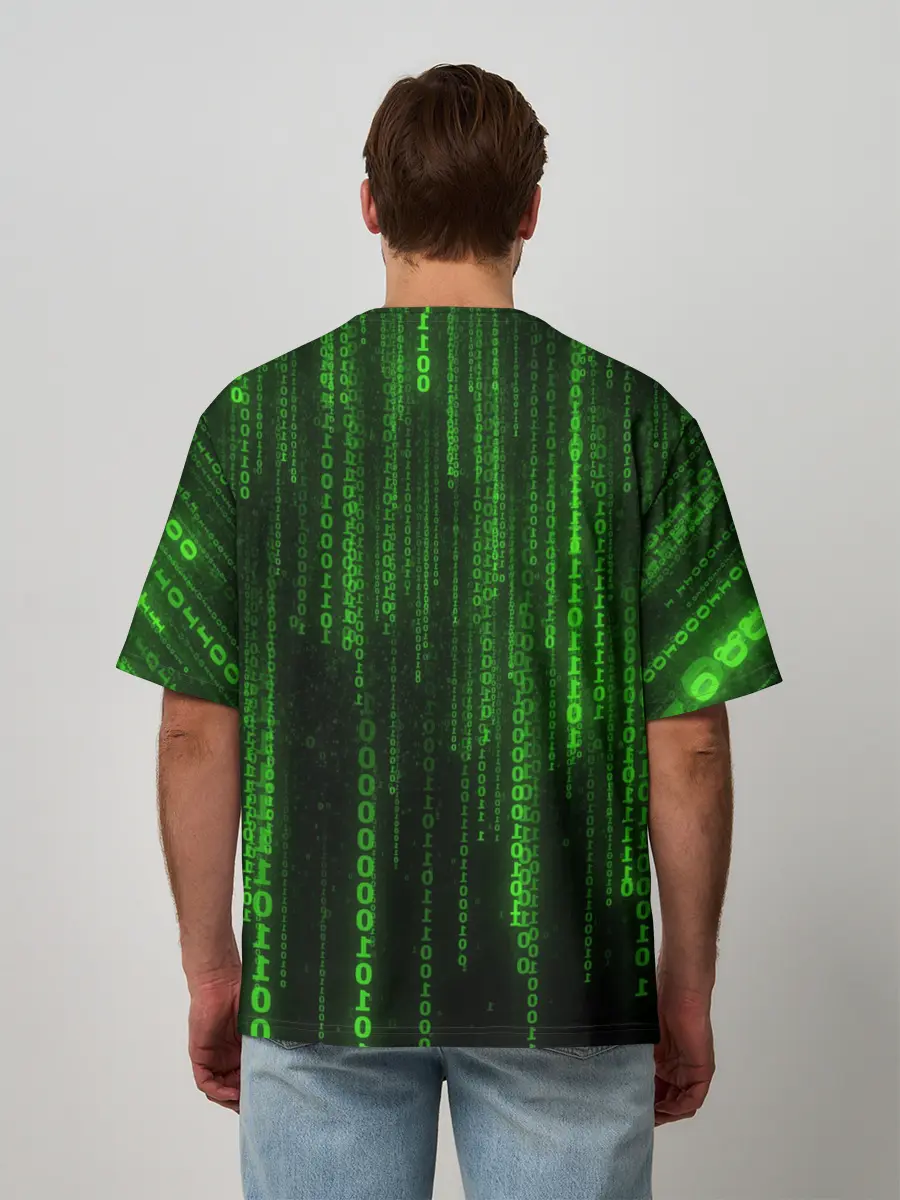 Мужская футболка оверсайз / Двоичный код