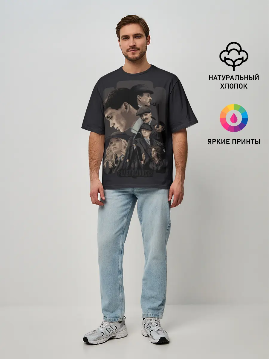 Мужская футболка оверсайз / Острые козырьки