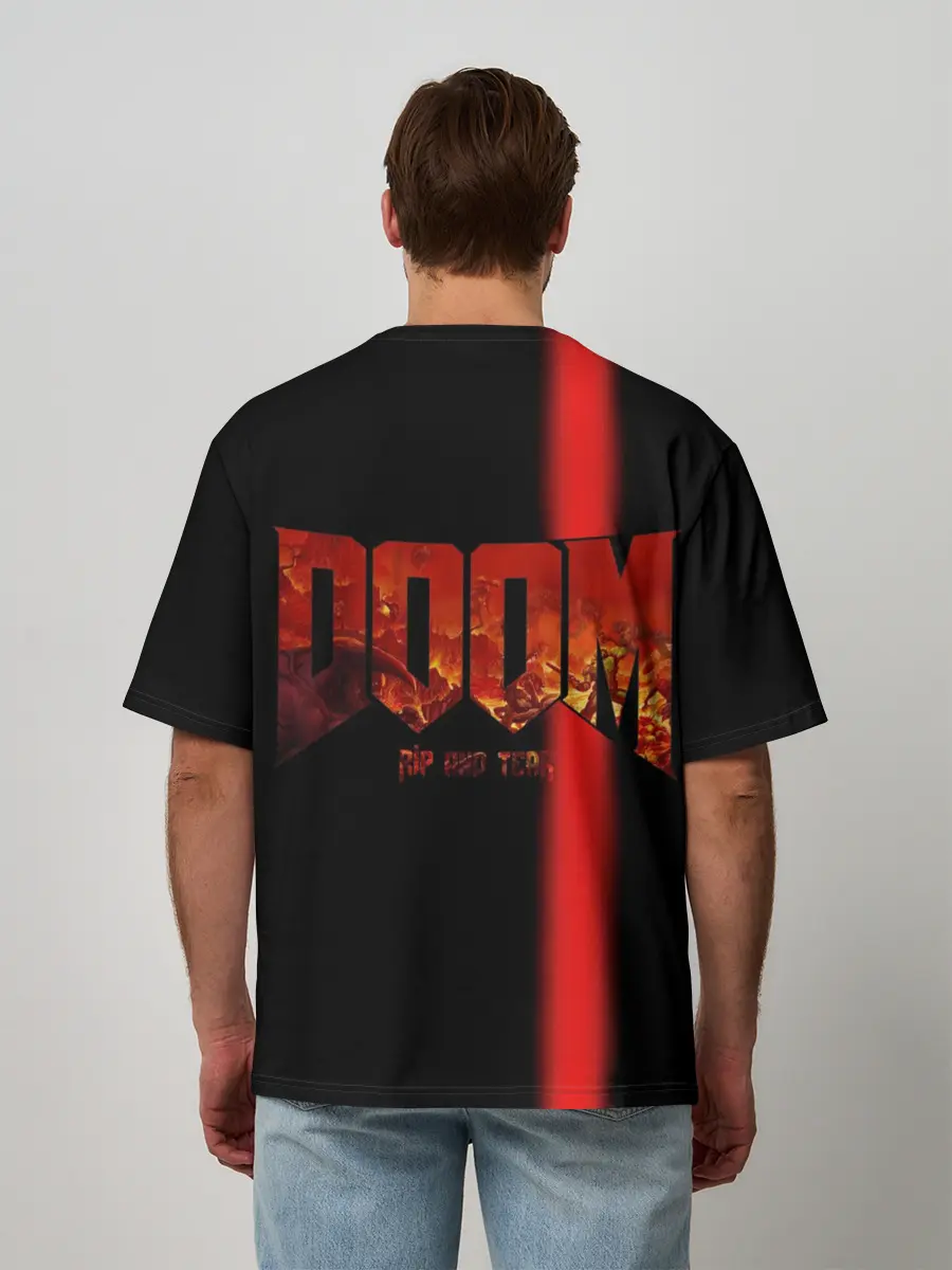 Мужская футболка оверсайз / Doom | Rip and Tear