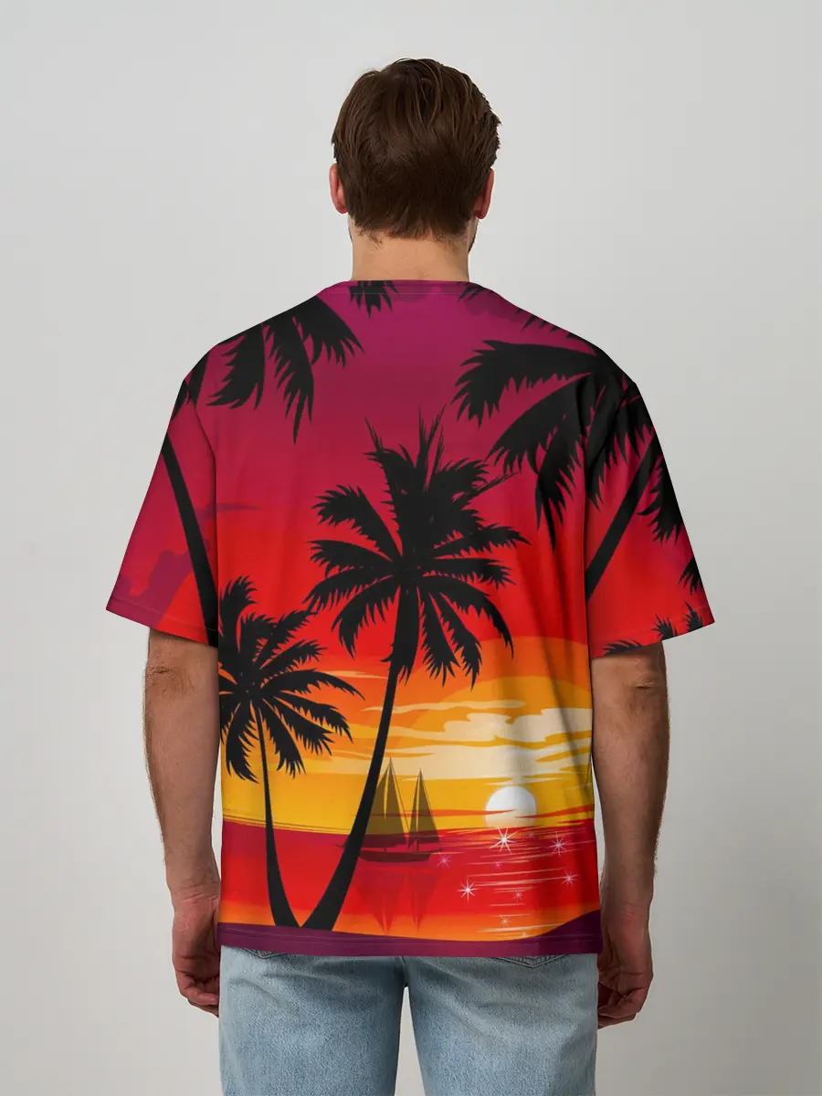Мужская футболка оверсайз / Гавайский закат