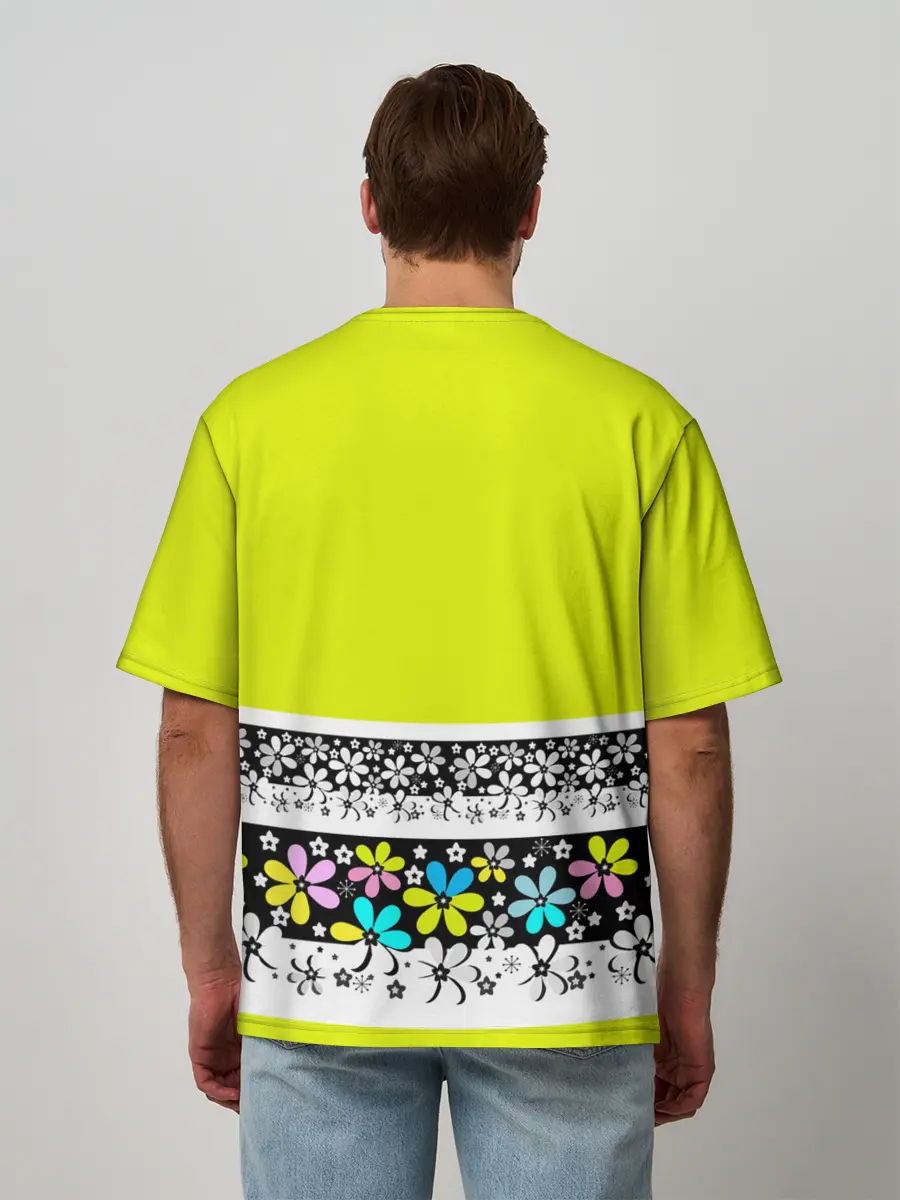 Мужская футболка оверсайз / Яркий цветочный узор
