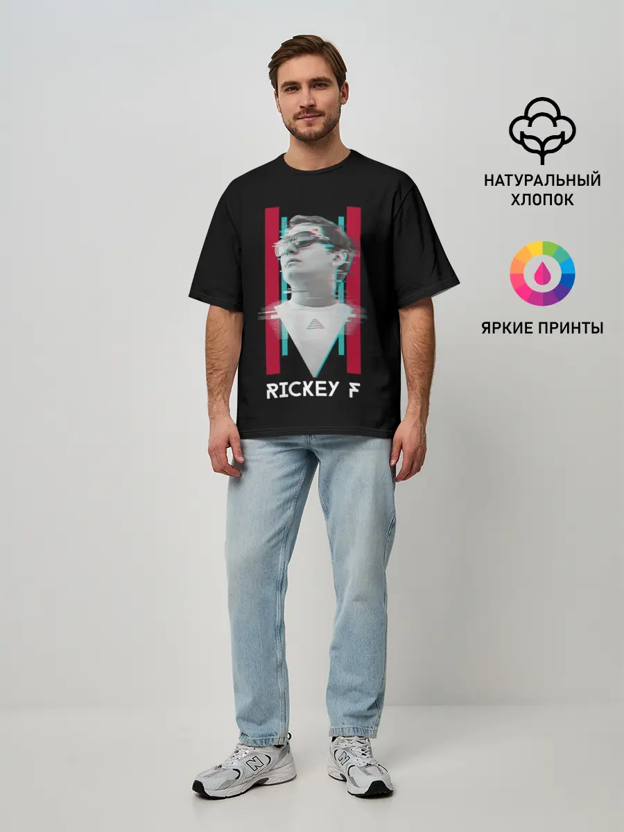 Мужская футболка оверсайз / Rickey F Glitch