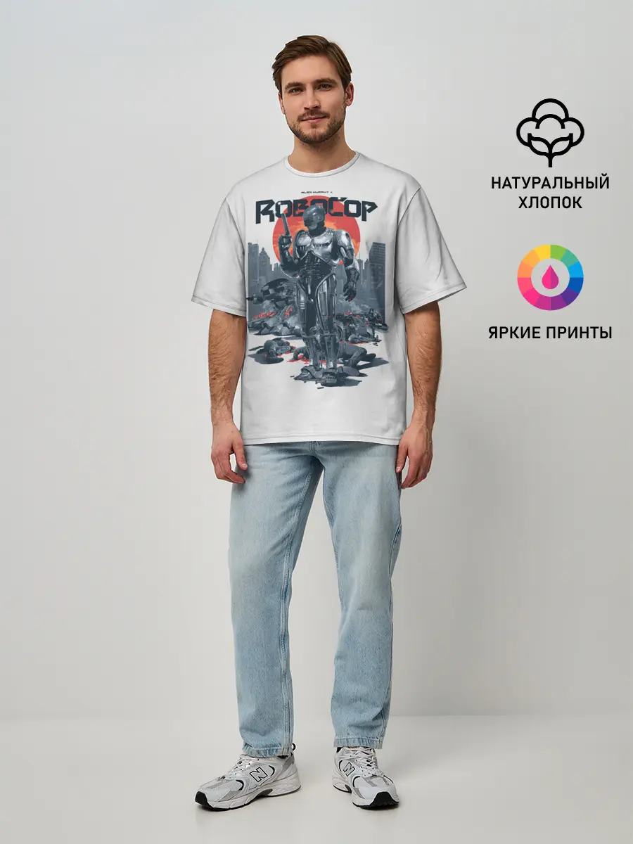 Мужская футболка оверсайз / Робот полицейский