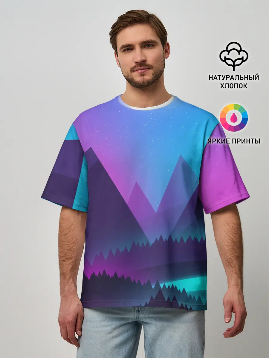 Мужская футболка оверсайз / NEON FOREST