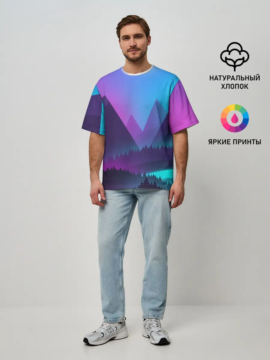 Мужская футболка оверсайз / NEON FOREST