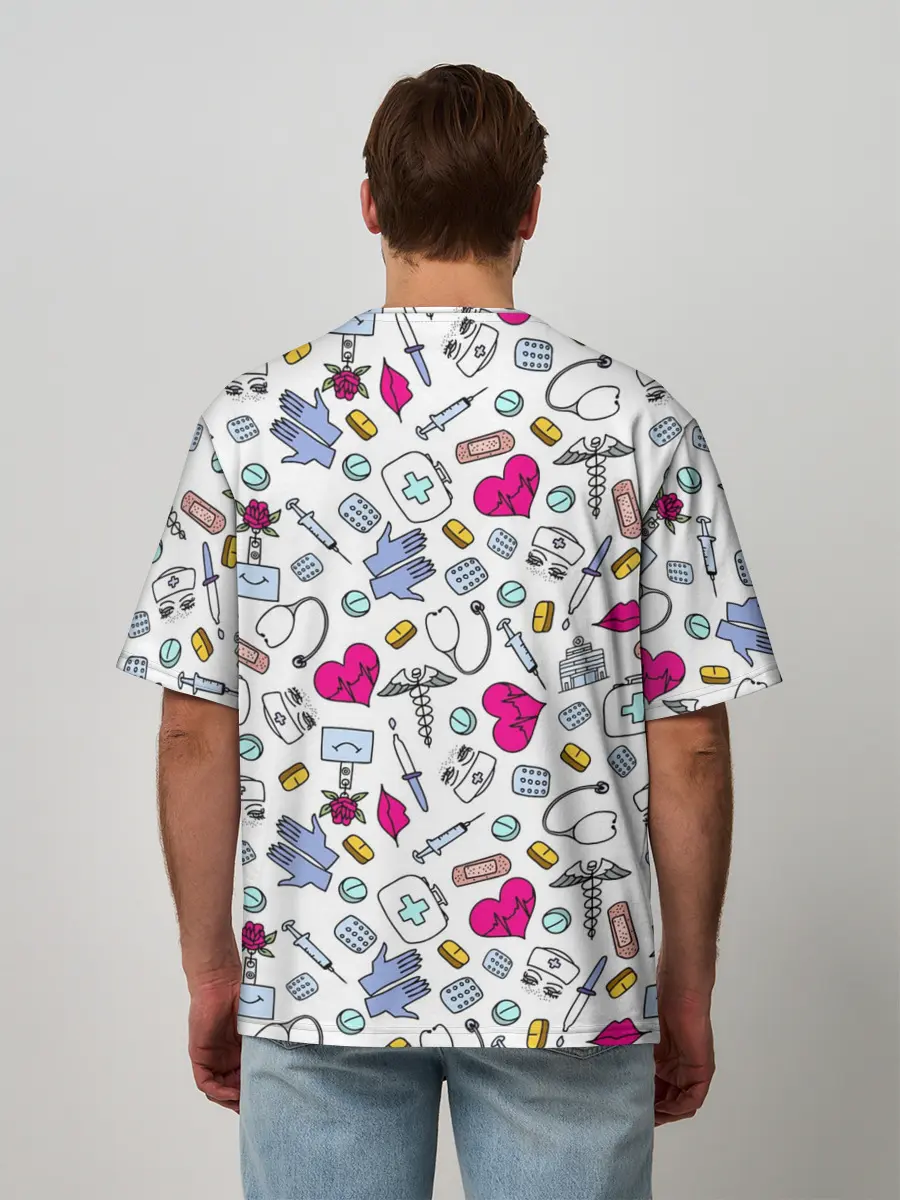 Мужская футболка оверсайз / Медицинский паттерн