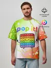 Мужская футболка оверсайз / Pop It - Happy - Lightning