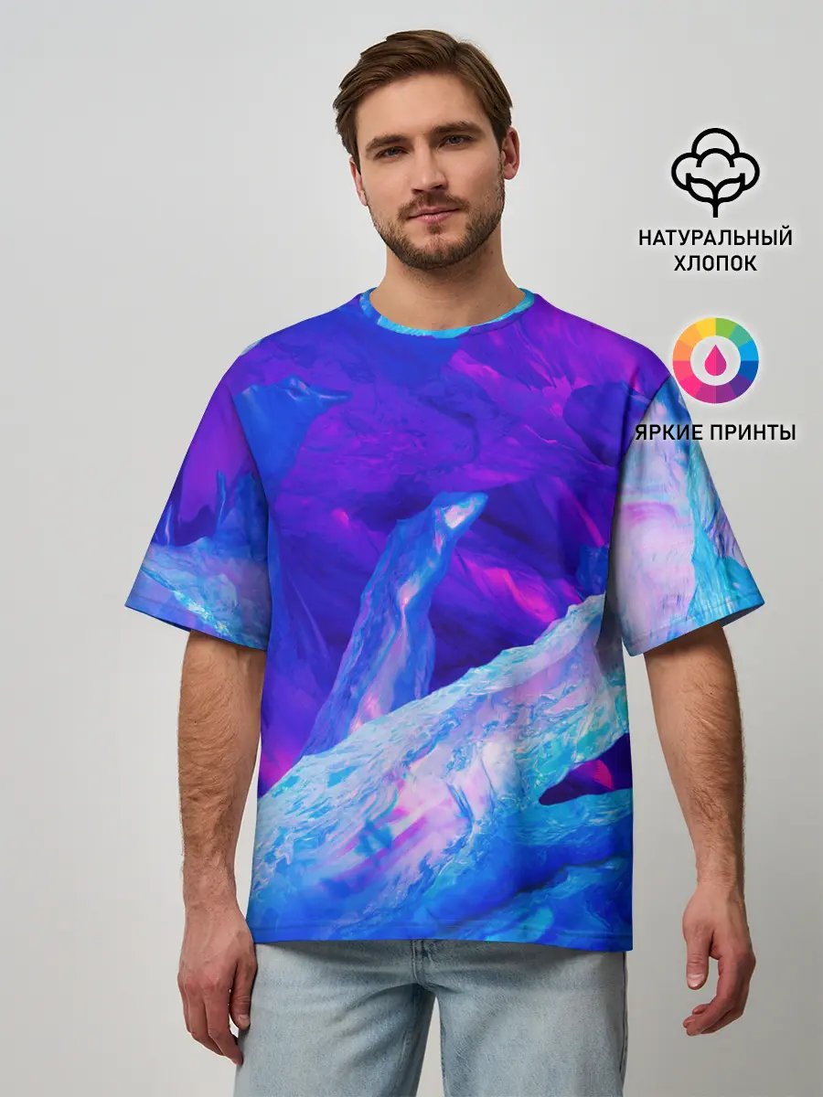 Мужская футболка оверсайз / ЛЕДЯНОЙ НЕОН