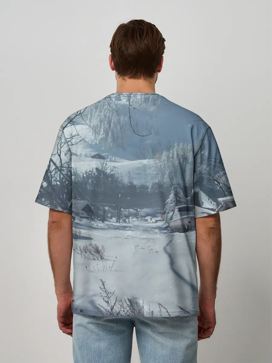 Мужская футболка оверсайз / Элли в деревне