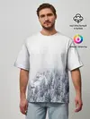 Мужская футболка оверсайз / зимний лес