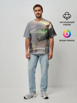 Мужская футболка оверсайз / Боевая техника