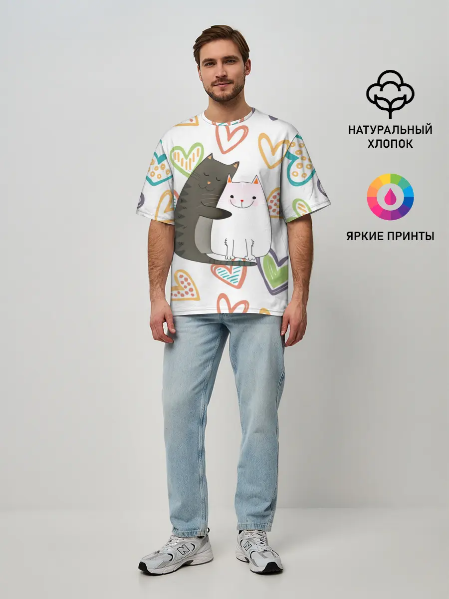 Мужская футболка оверсайз / Сладкая парочка