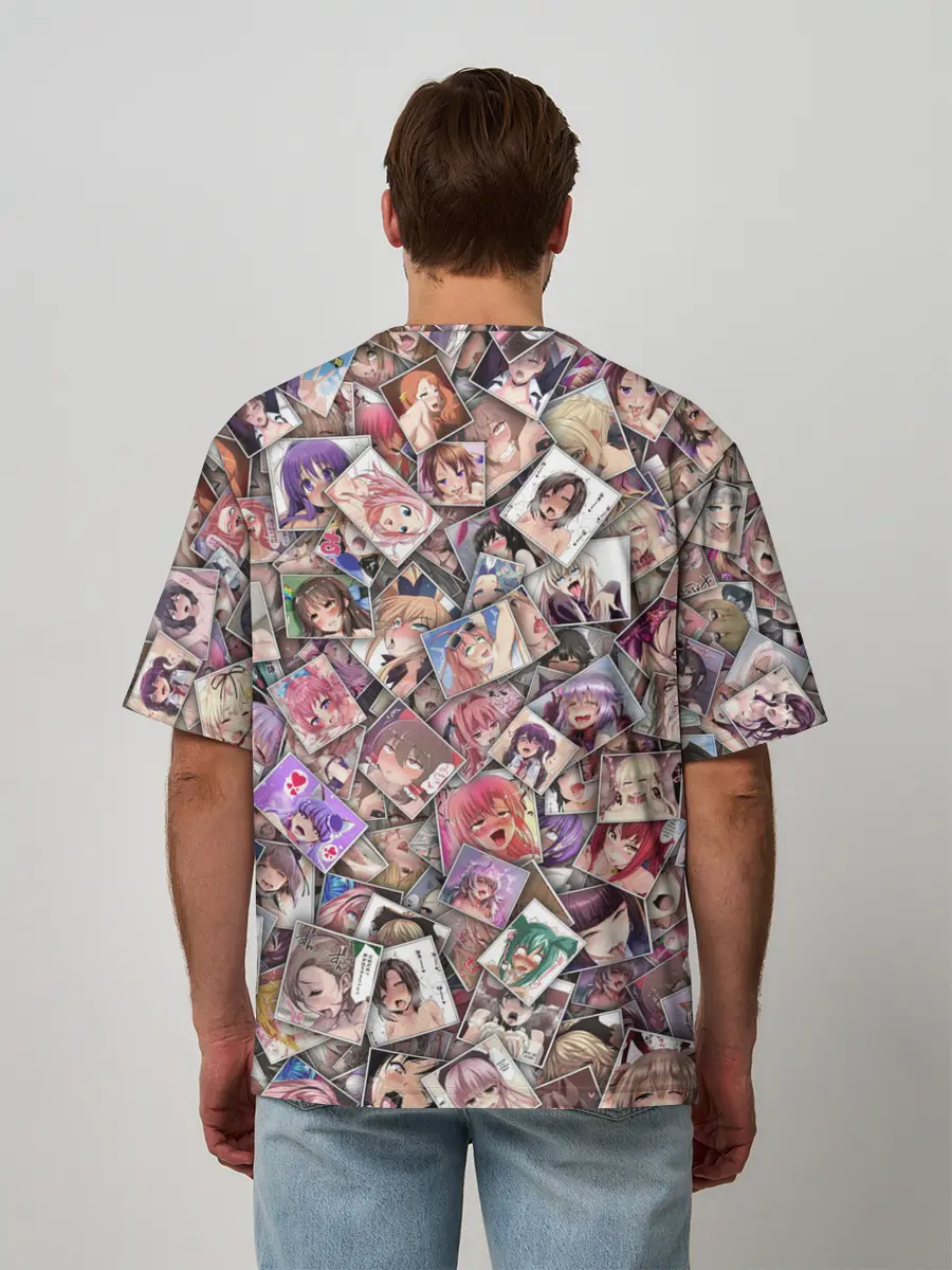 Мужская футболка оверсайз / Ахегао цвет