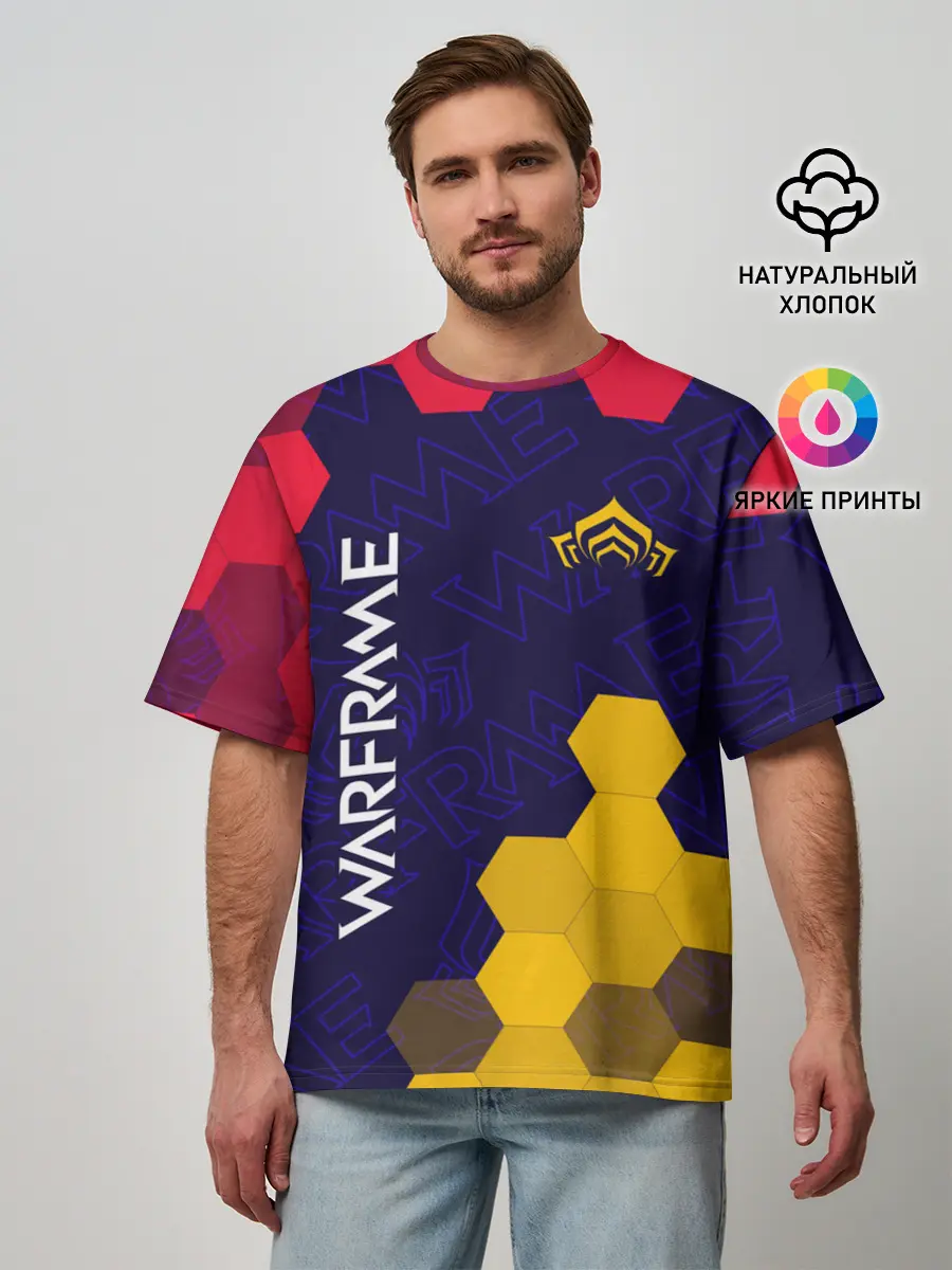 Мужская футболка оверсайз / WARFRAME / ВАРФРЕЙМ