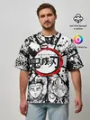 Мужская футболка оверсайз / Kimetsu no yaiba чернобелый коллаж