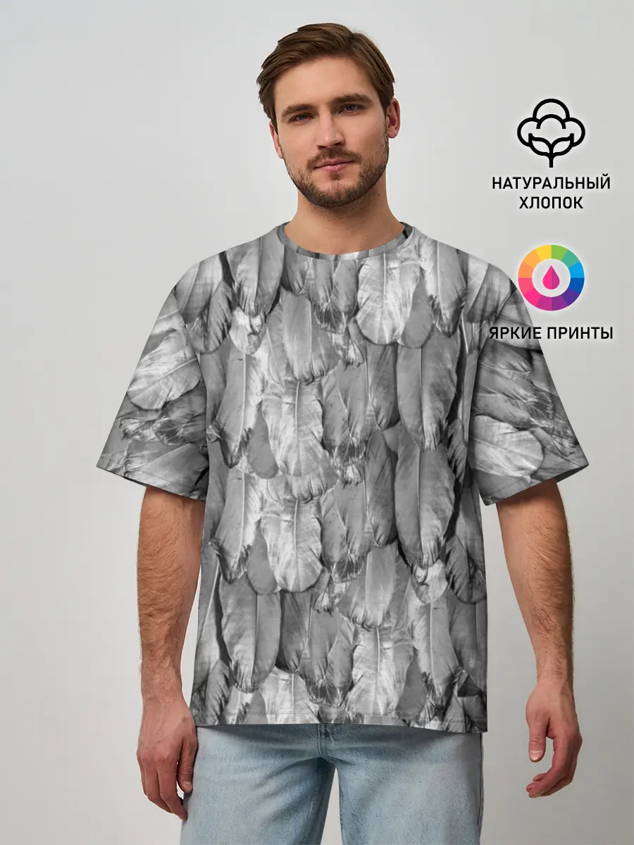 Мужская футболка оверсайз / White Raven