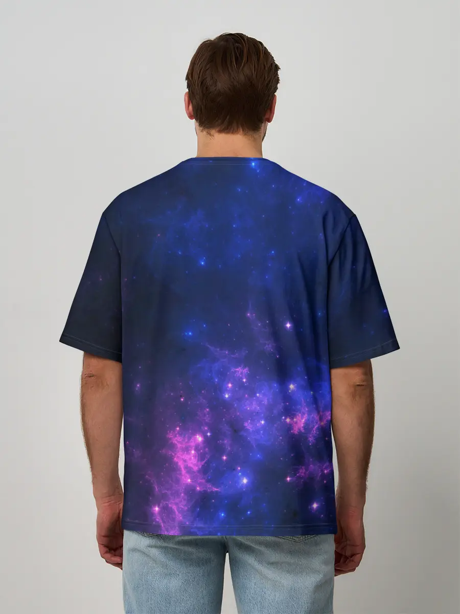 Мужская футболка оверсайз / Неоновый космос
