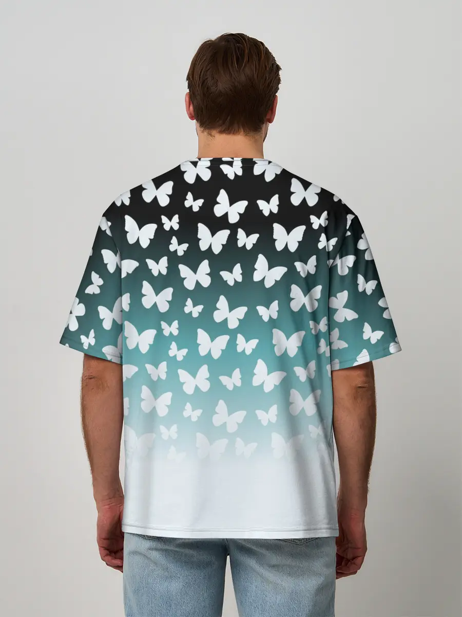 Мужская футболка оверсайз / Бабочки