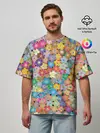 Мужская футболка оверсайз / цветы цветочки