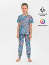 Детская пижама с брюками / Серо-синий абстрактный узор