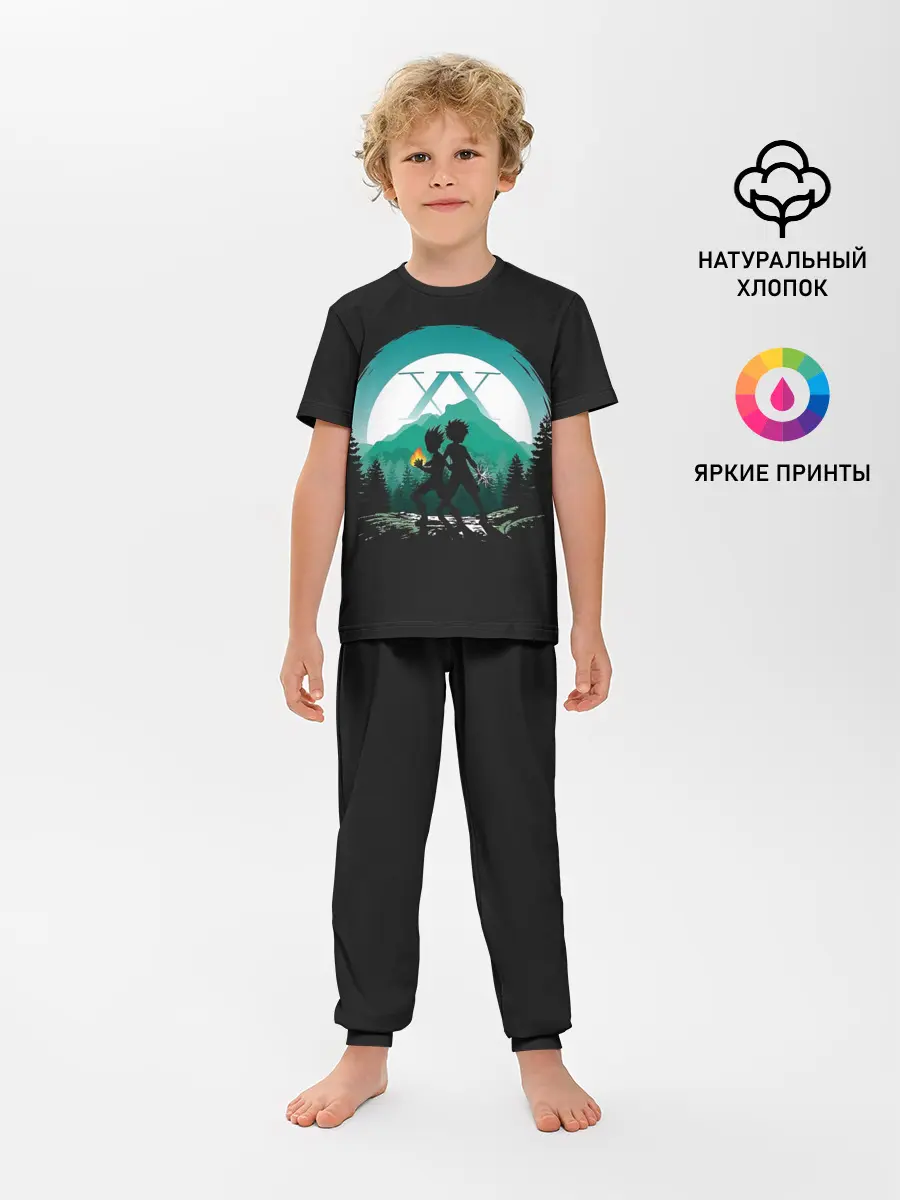 Детская пижама с брюками / HH в круге бирюзовом