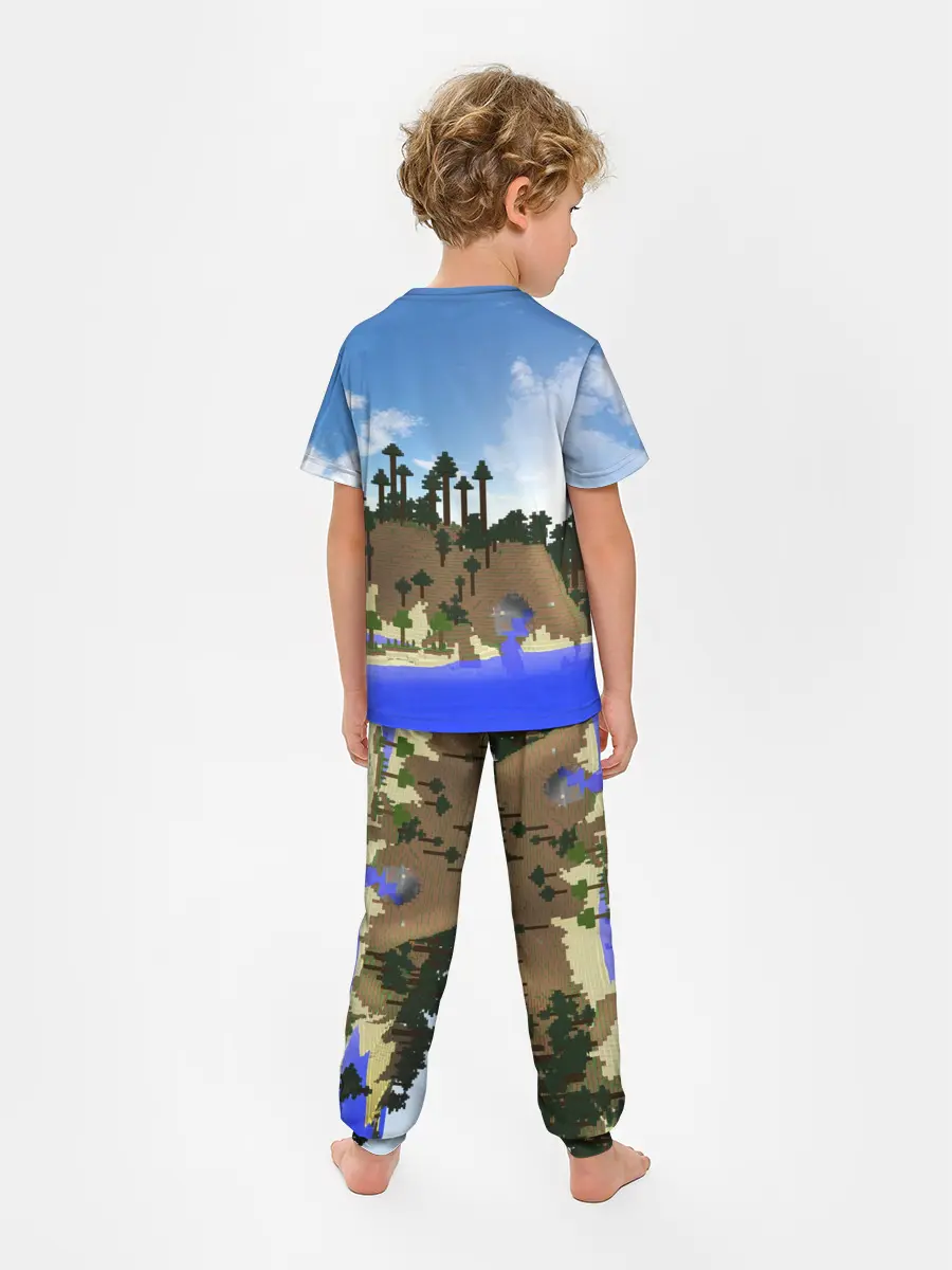 Детская пижама с брюками / Стив на Эндер Драконе