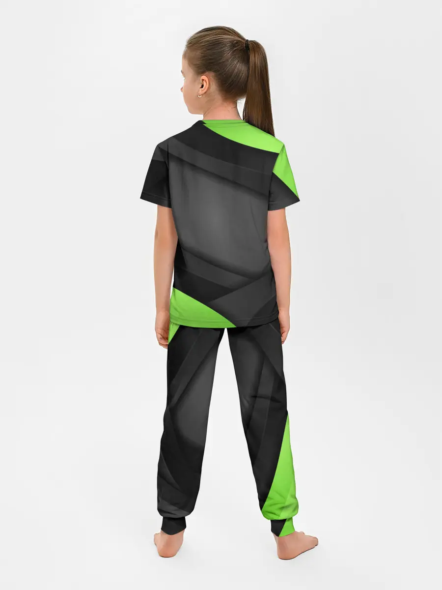 Детская пижама с брюками / Green / Black