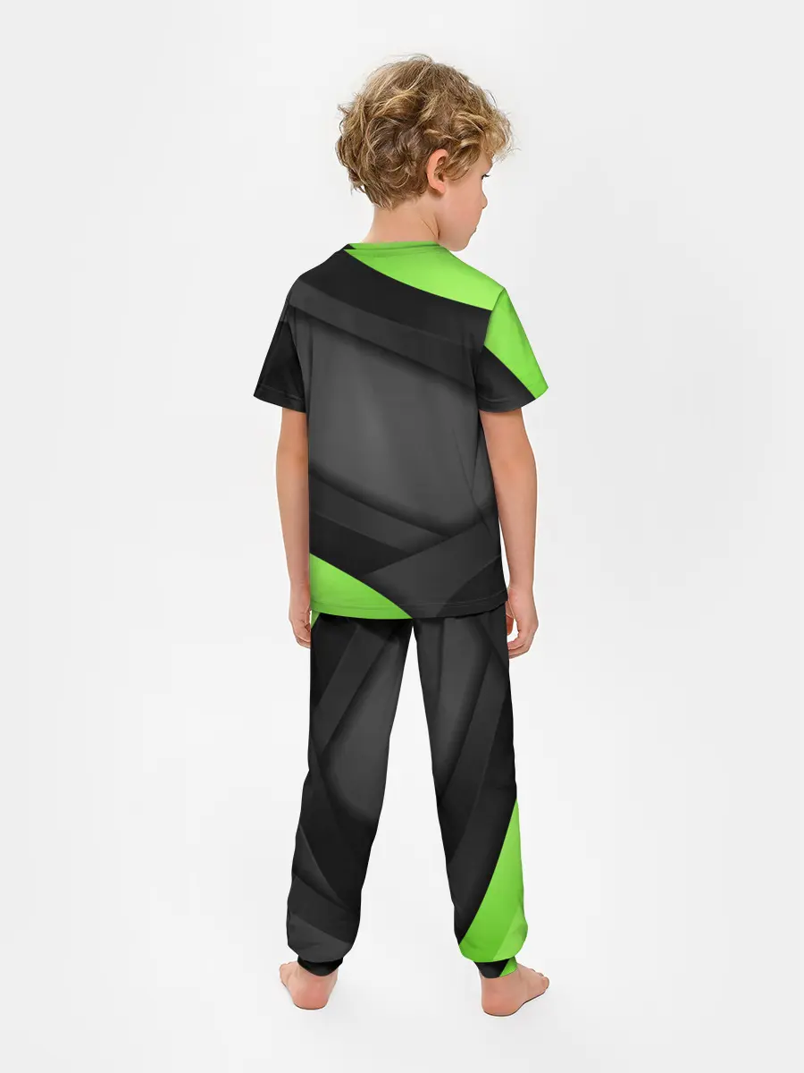 Детская пижама с брюками / Green / Black