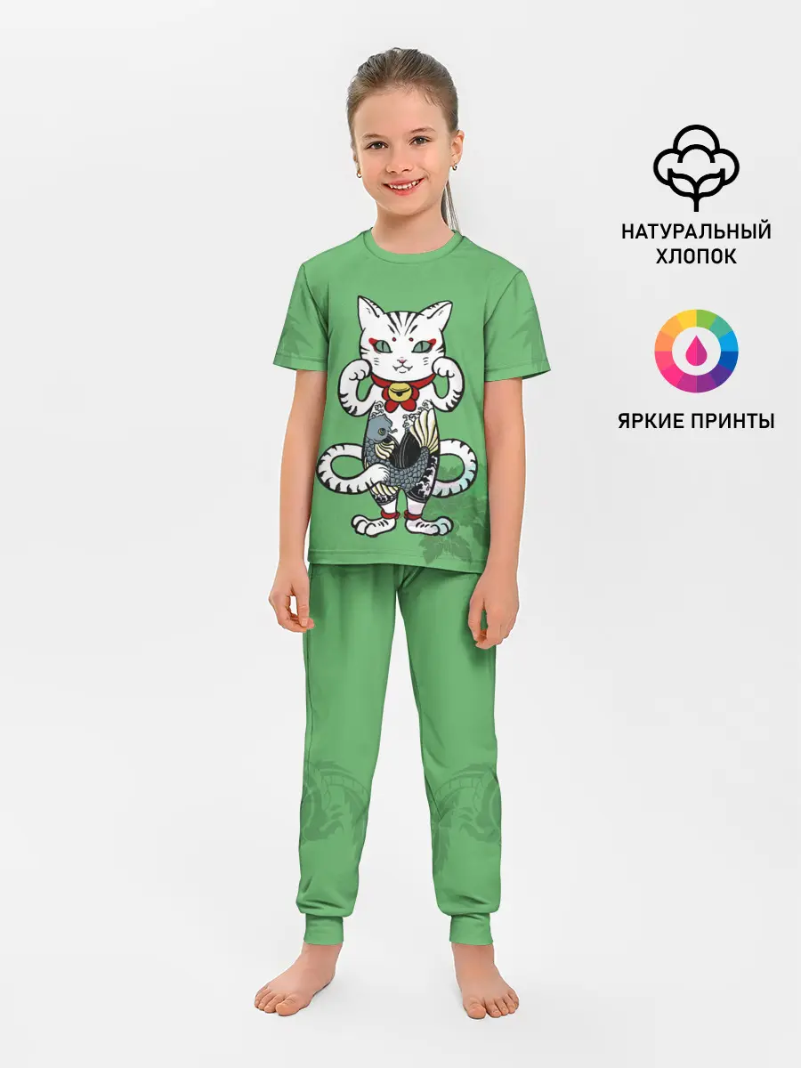 Детская пижама с брюками / ЯПОНСКИЙ КОТ | JAPANESE CAT
