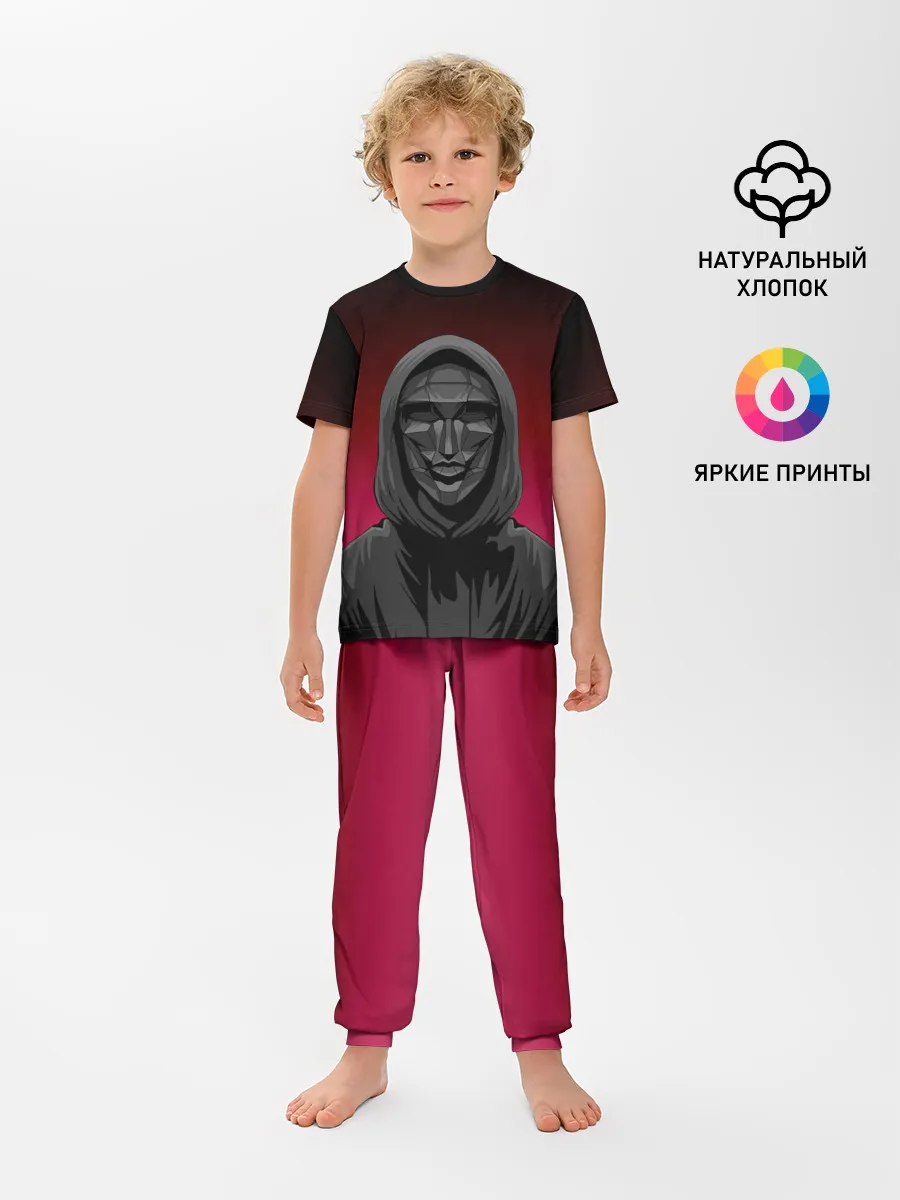 Детская пижама с брюками / Распорядитель игры на черно розовом фоне