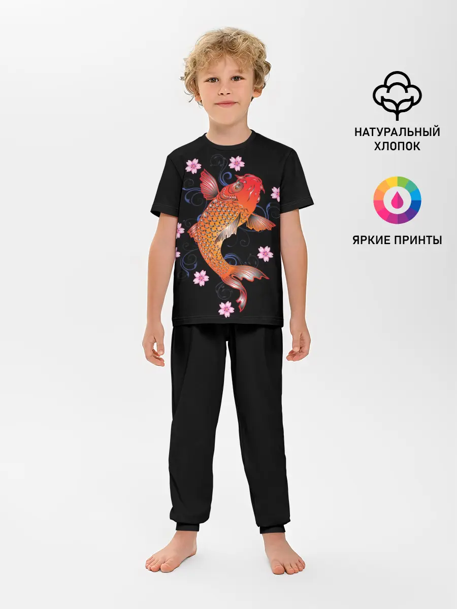 Детская пижама с брюками / Карп Кои с Цветами