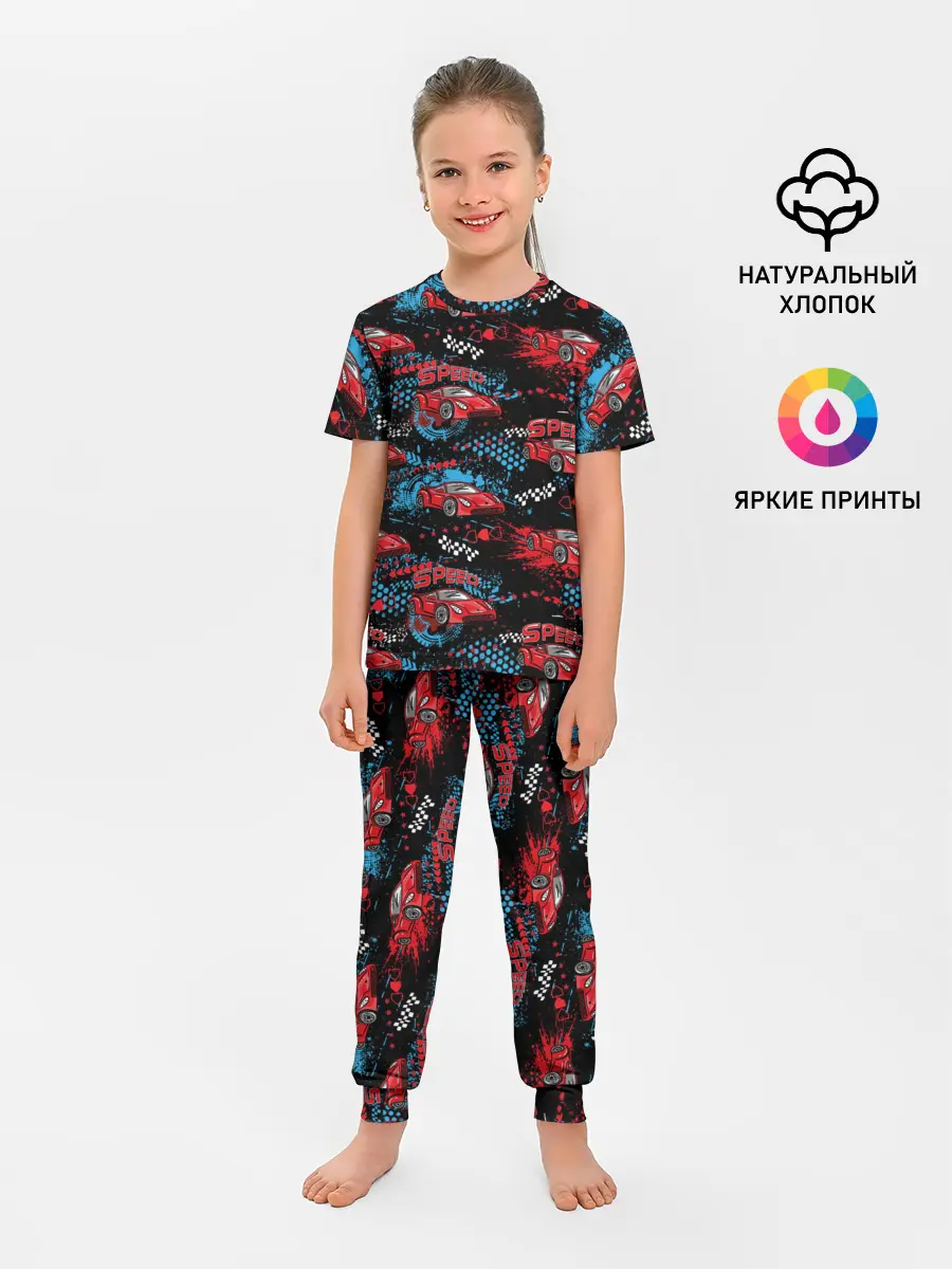 Детская пижама с брюками / Гоночная машинка
