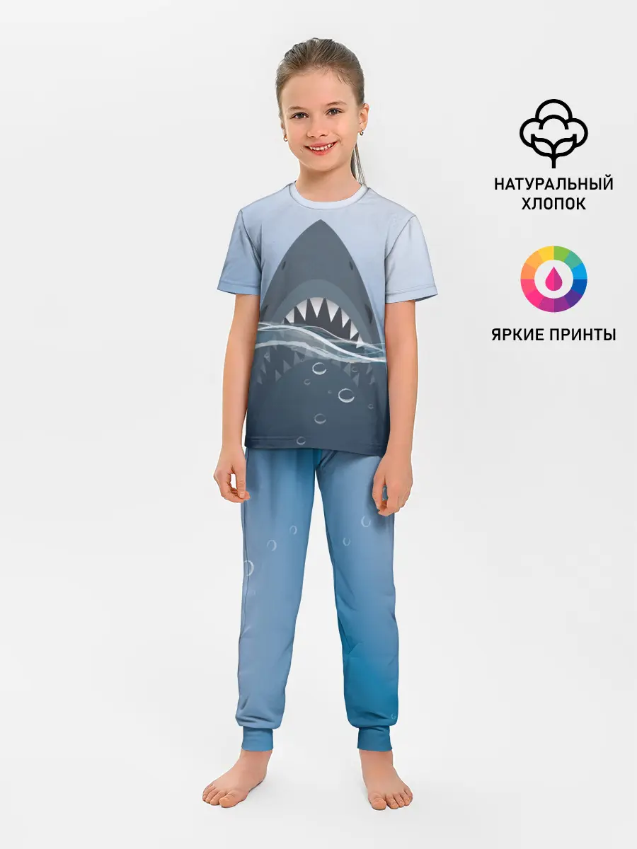 Детская пижама с брюками / Акула под водой