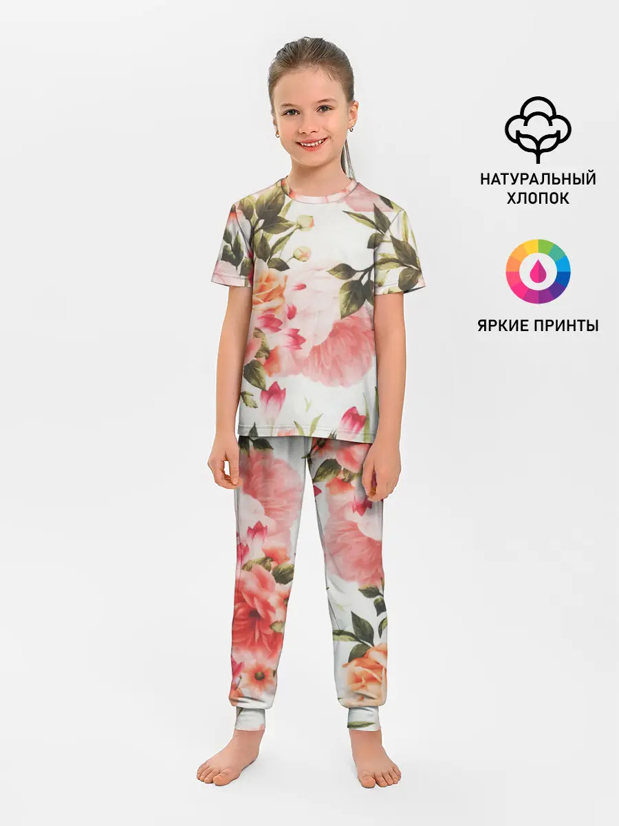 Детская пижама с брюками / Нежный букет