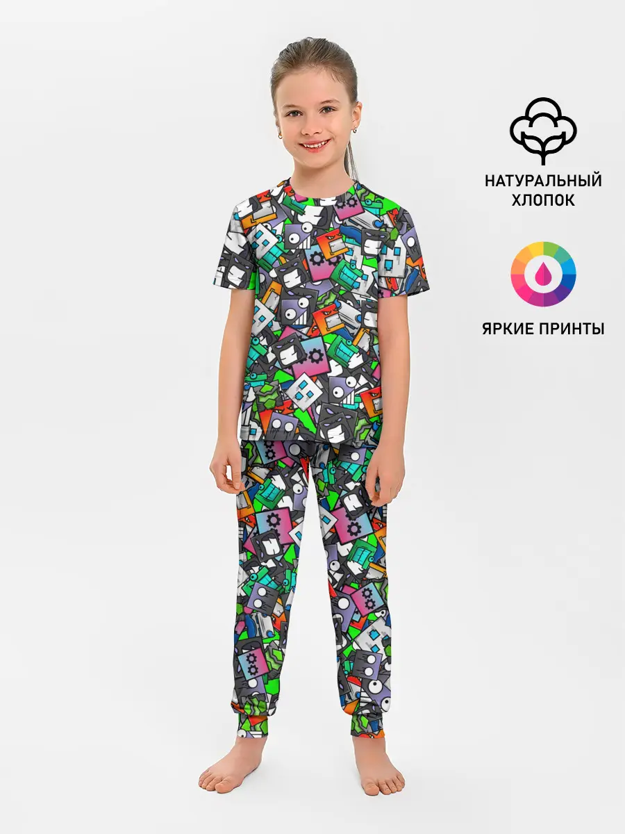 Детская пижама с брюками / Geometry Dash | Pattern