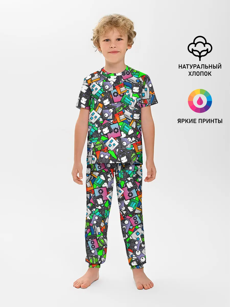 Детская пижама с брюками / Geometry Dash | Pattern