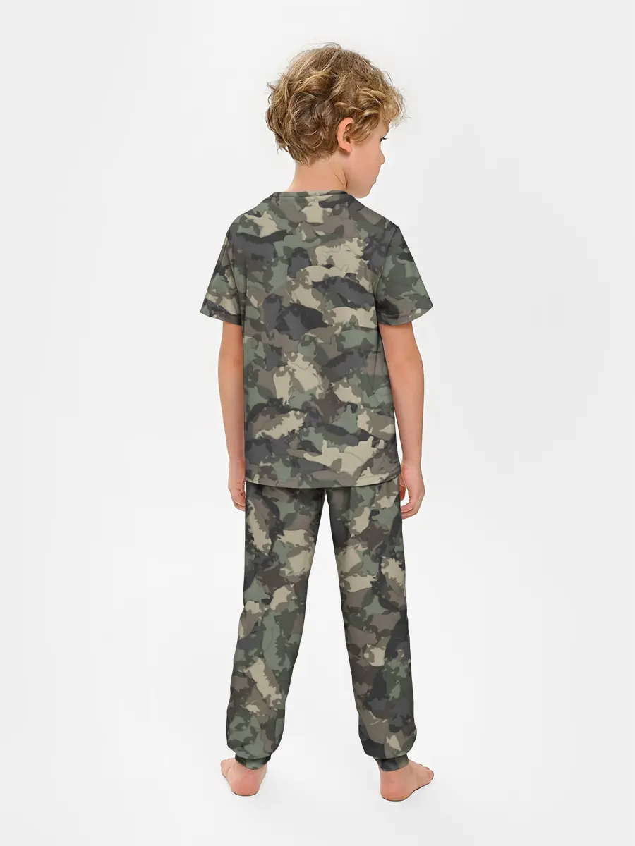 Детская пижама с брюками / Камуфляж с толстыми котами