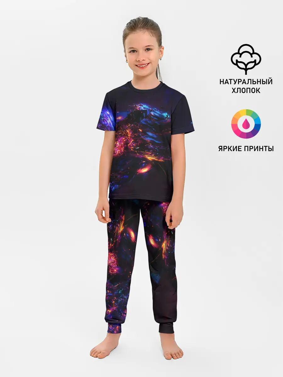 Детская пижама с брюками / ФРАКТАЛЬНЫЙ НЕОН