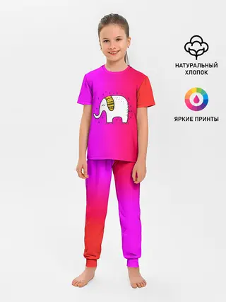 Детская пижама с брюками / Радужный слоник