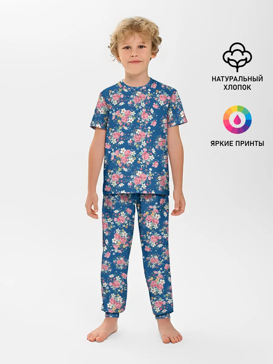 Детская пижама с брюками / Розы и Ромашки