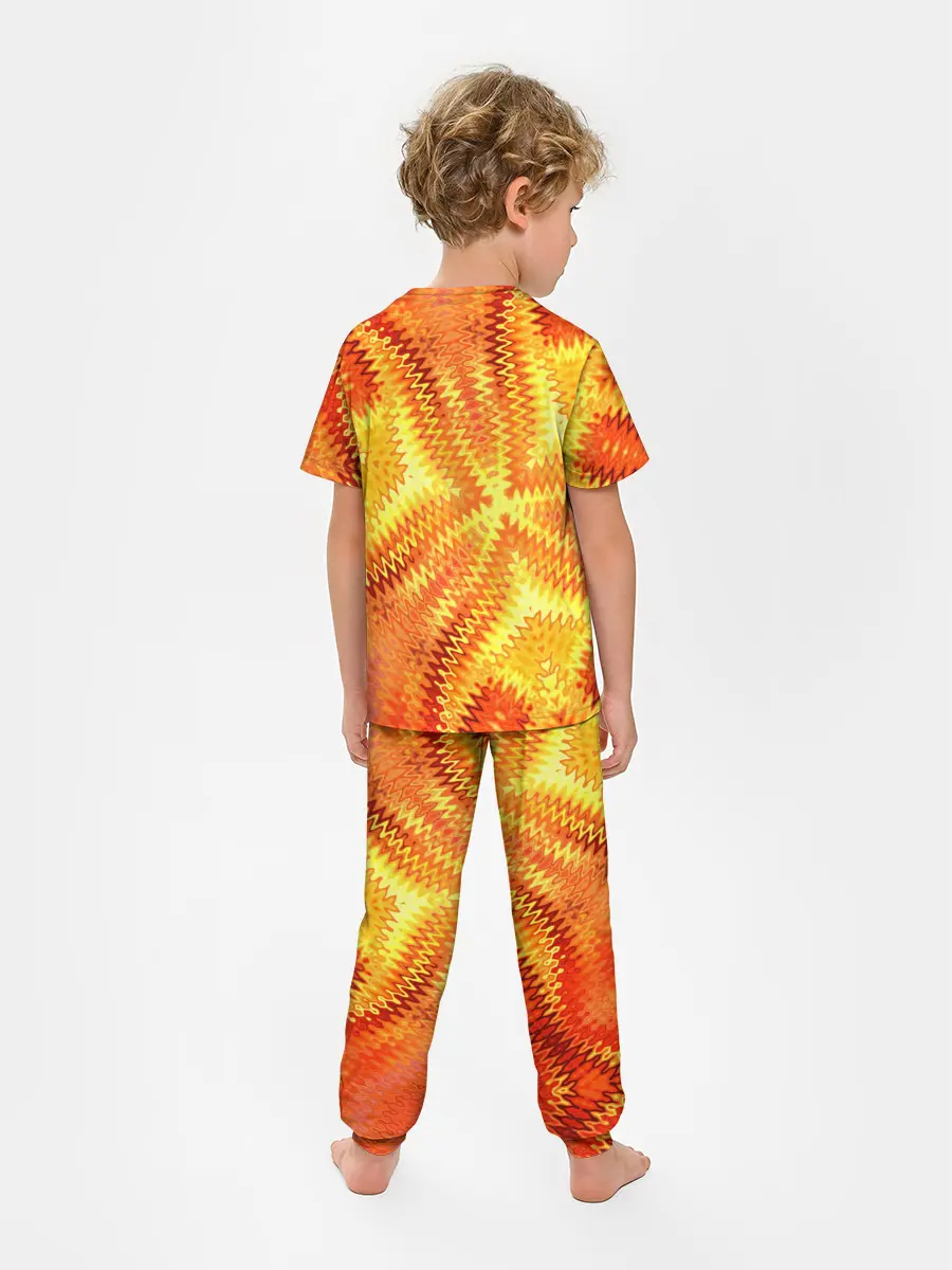 Детская пижама с брюками / Желто-оранжевая абстракция